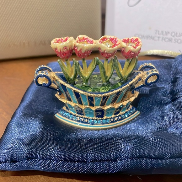 2004 ESTEE LAUDER JAY STRONGWATER TULIP QUARTET SOLID PERFUME COMPACT RARE - Picture 1 of 7